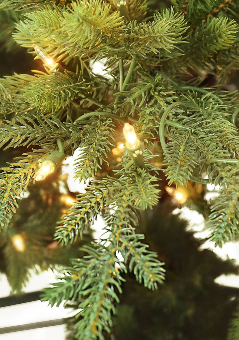 4.5 ft Pre-lit Slim Balsam Fir Artificial Christmas Tree with 200 UL Clear Incandescent Lights Metal Stand Green