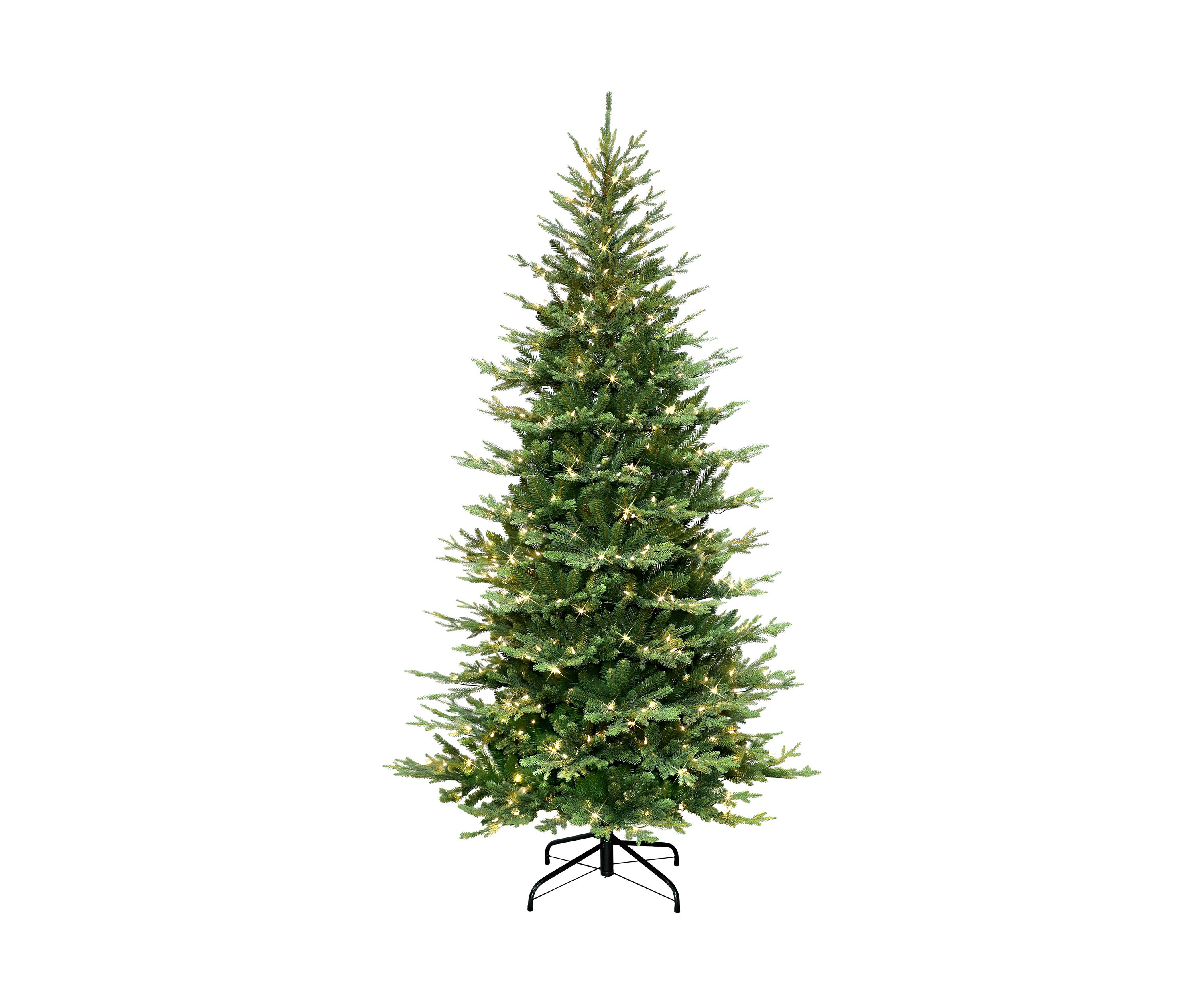 7.5 ft Pre-lit Slim Balsam Fir Artificial Christmas Tree with 500 UL Clear Lights Metal Stand Green