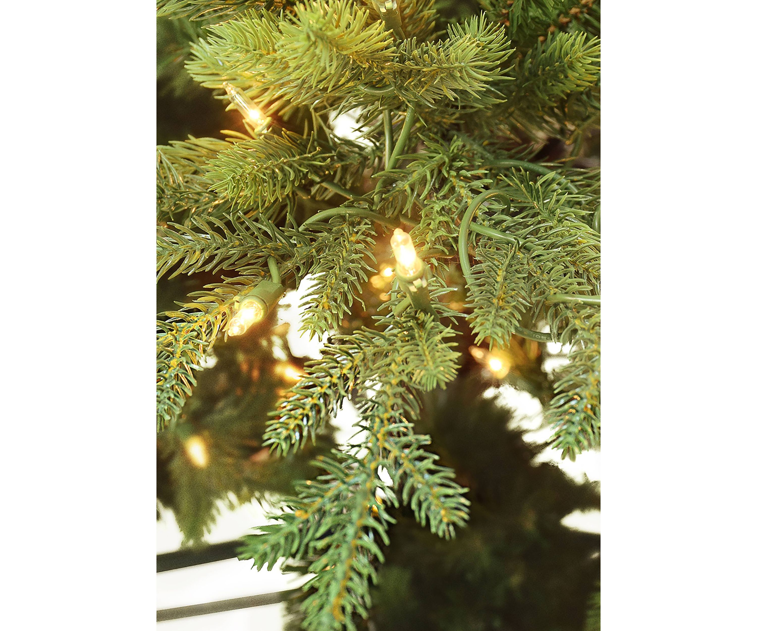 7.5 ft Pre-lit Slim Balsam Fir Artificial Christmas Tree with 500 UL Clear Lights Metal Stand Green