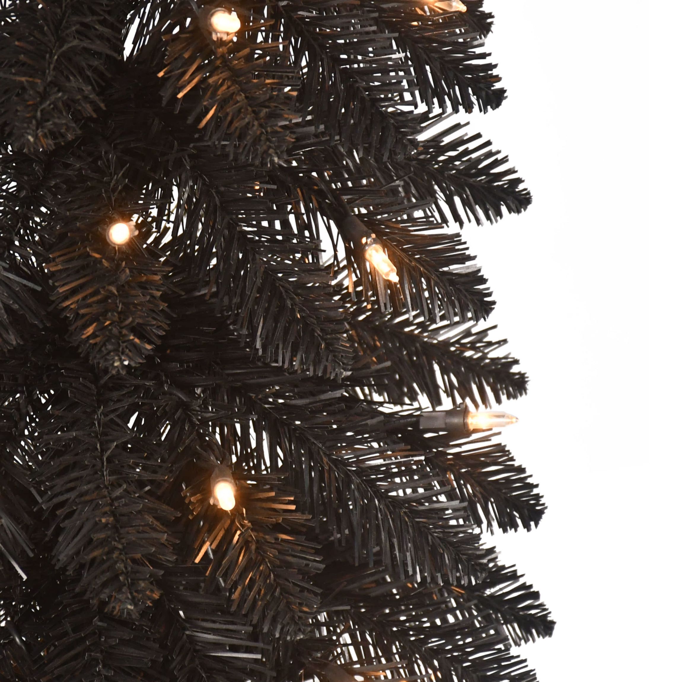 Puleo International 6 Pre-Lit Artificial Black Alpine Pencil Tree