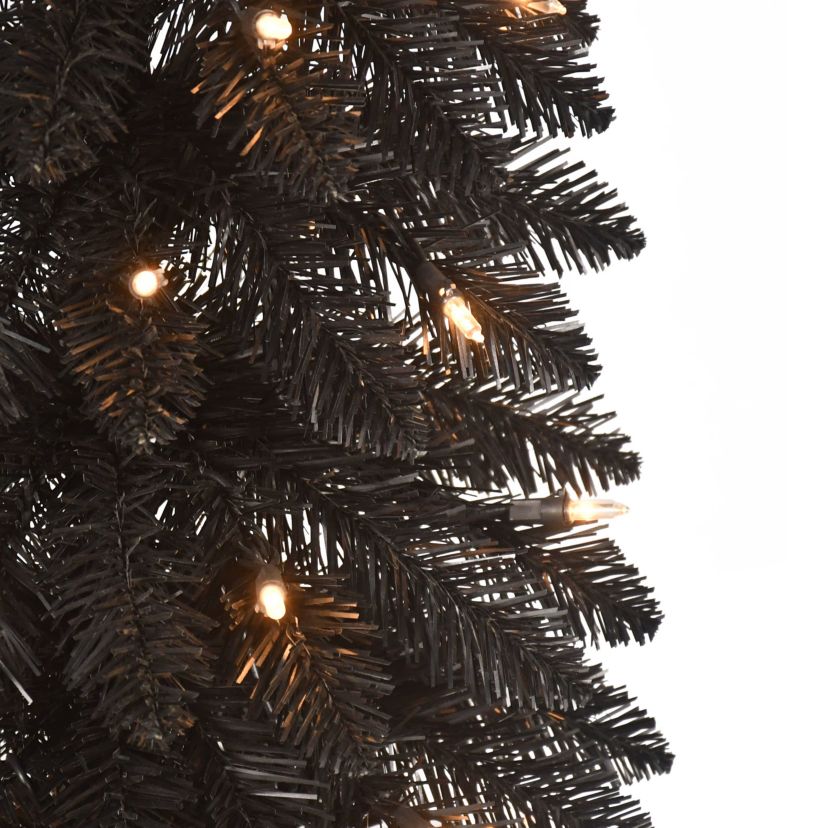 Puleo International 6 Pre-Lit Artificial Black Alpine Pencil Tree