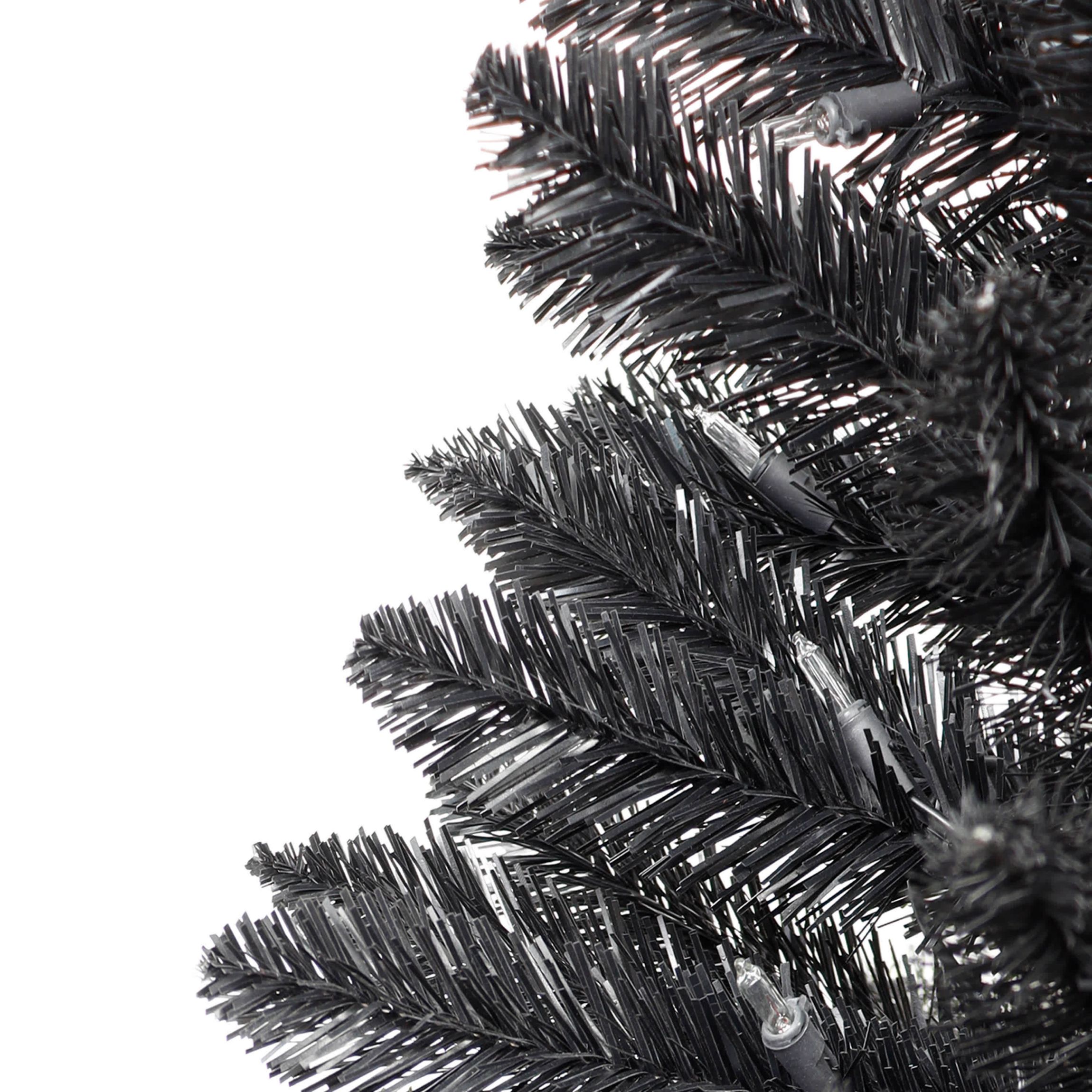 Puleo International 7 Pre-Lit Black Artificial Carson Pine Tree
