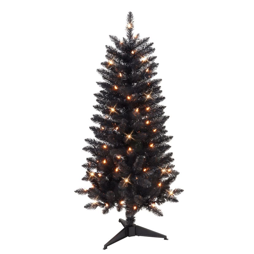 4 ft. Pre-Lit Black Pine Artificial Tree
