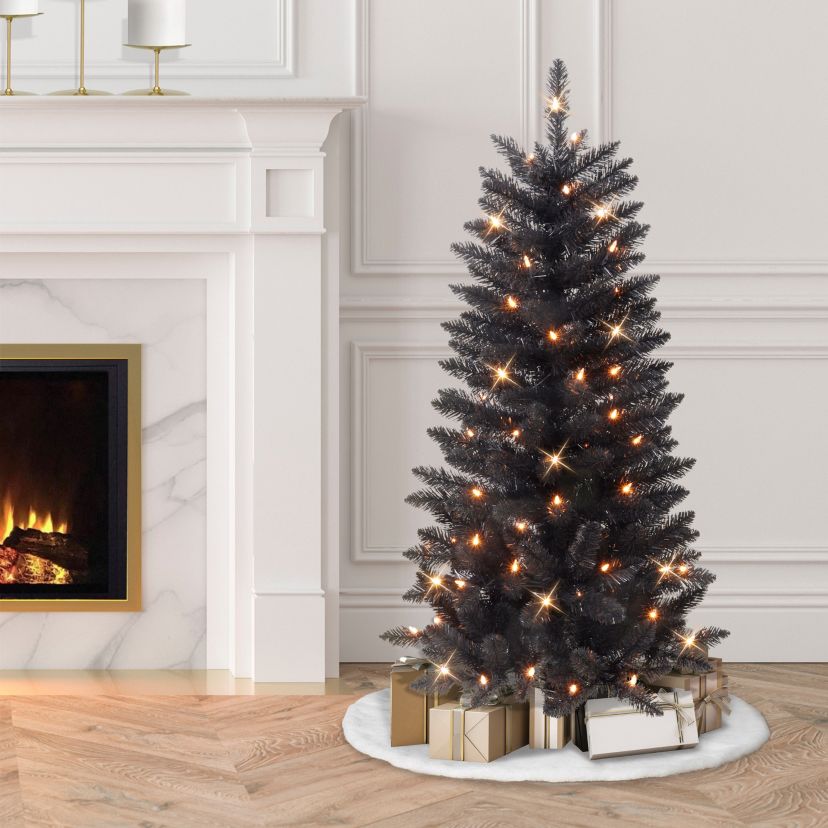 4 ft. Pre-Lit Black Pine Artificial Tree