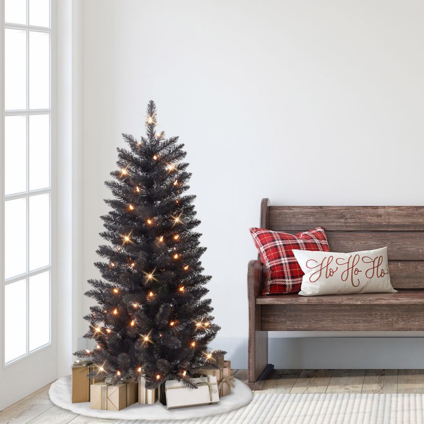 4 ft. Pre-Lit Black Pine Artificial Tree