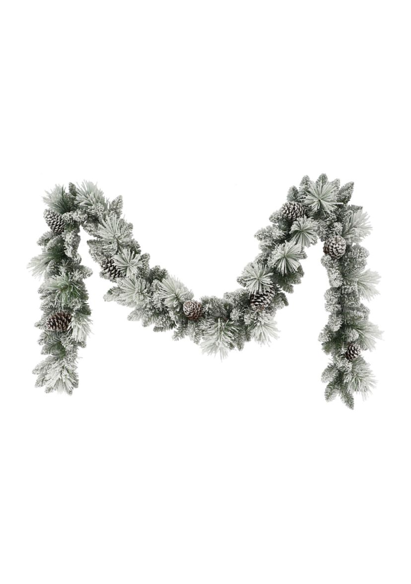 9 ft x 10 in. Flocked Berkshire Spruce Garland