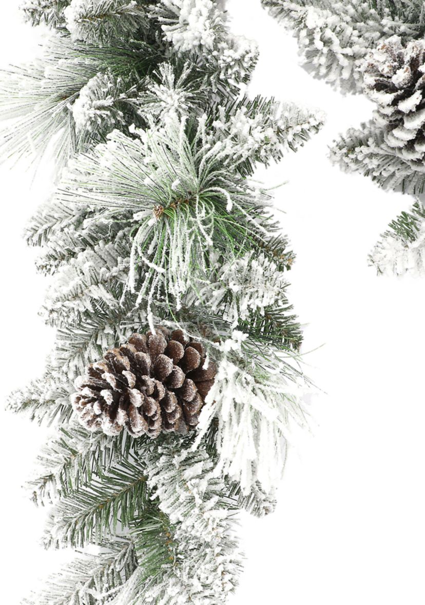 9 ft x 10 in. Flocked Berkshire Spruce Garland