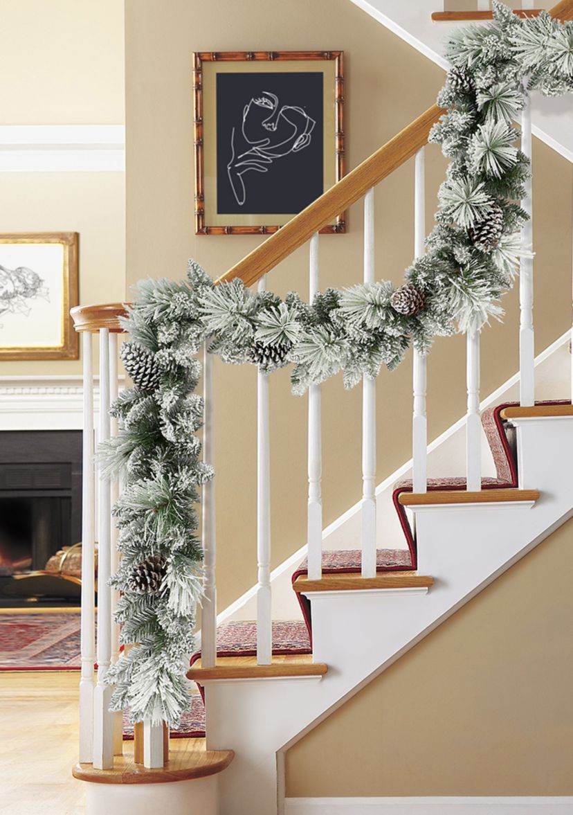 9 ft x 10 in. Flocked Berkshire Spruce Garland