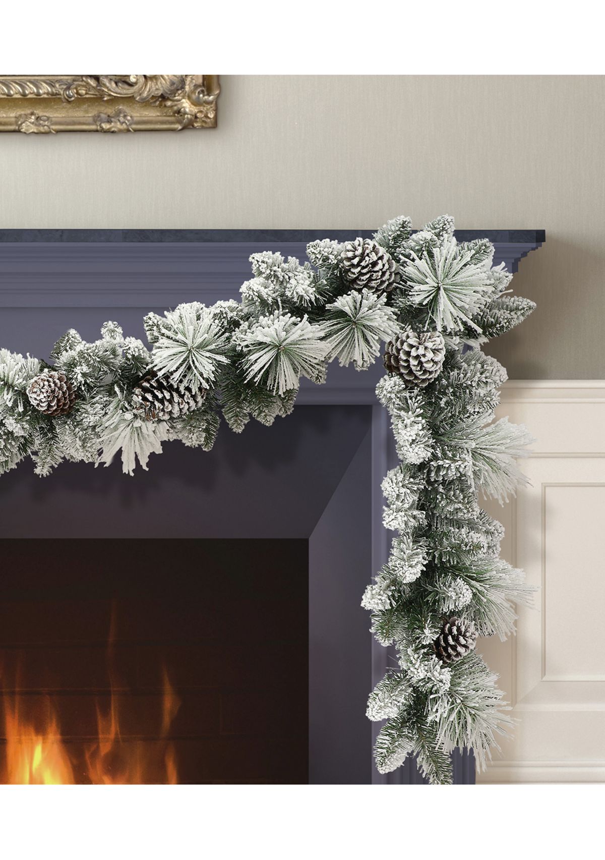 9 ft x 10 in. Flocked Berkshire Spruce Garland