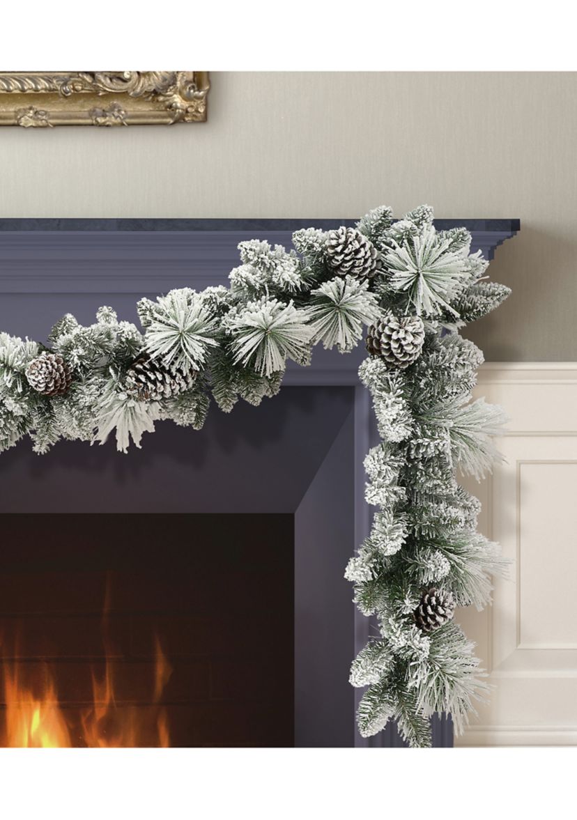 9 ft x 10 in. Flocked Berkshire Spruce Garland