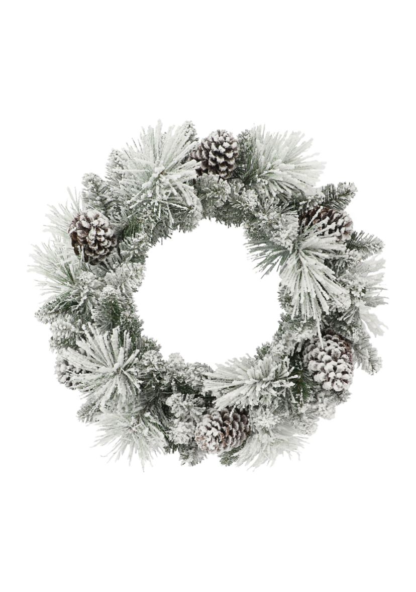 24 in Flocked Berkshire Spruce Wreath