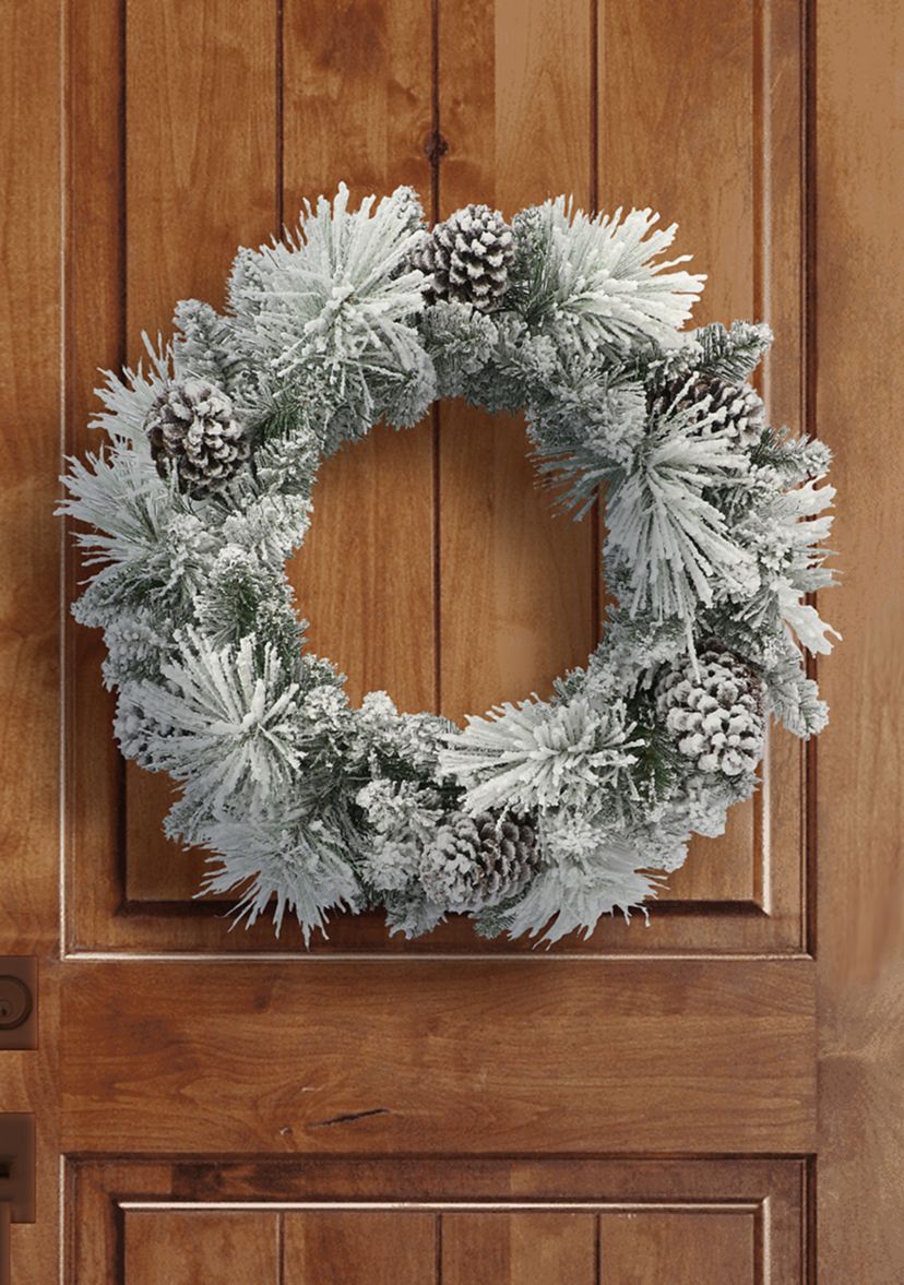 24 in Flocked Berkshire Spruce Wreath