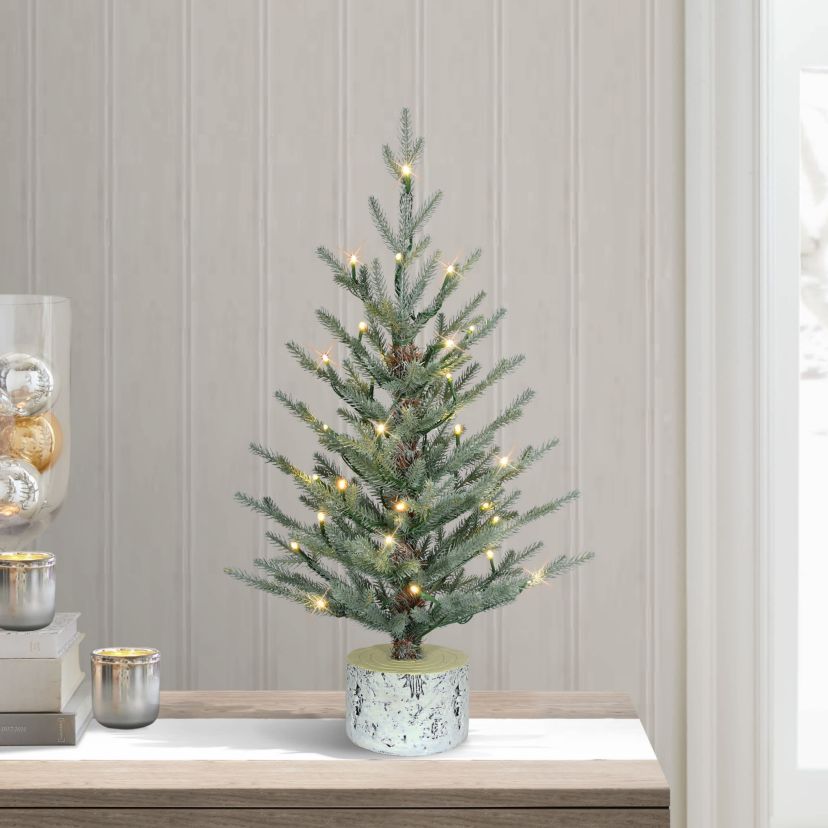 Puleo International 2 Pre-Lit Artificial Blue Potted Arctic Fir Tree