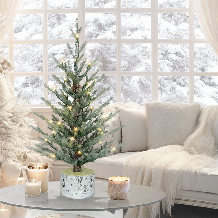 Puleo International 2 Pre-Lit Artificial Blue Potted Arctic Fir Tree