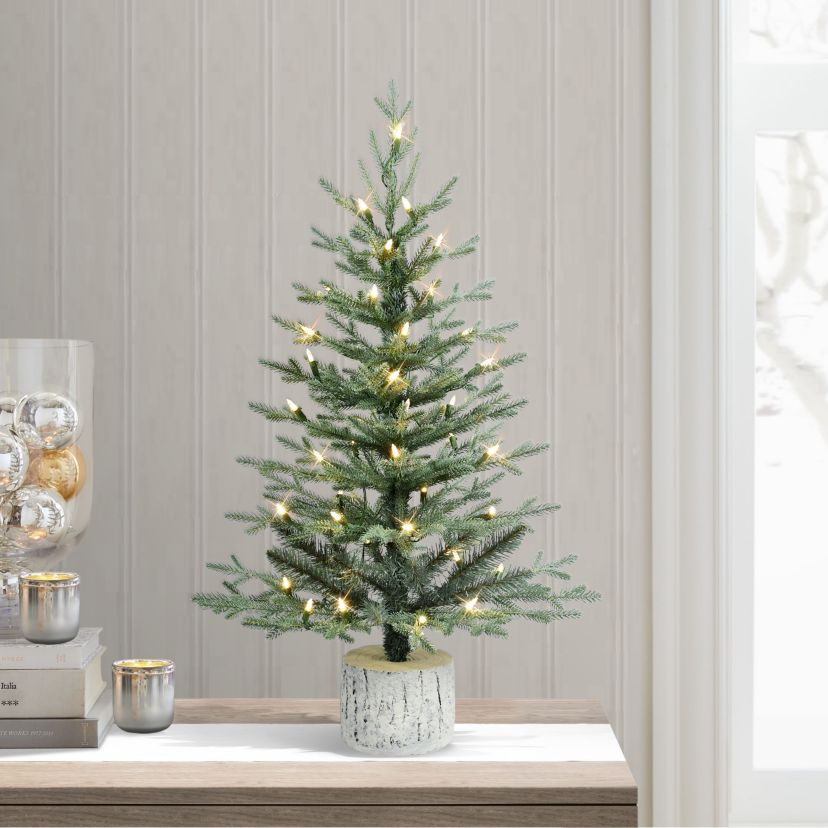 3 ft. Pre-Lit Potted Artificial Tree