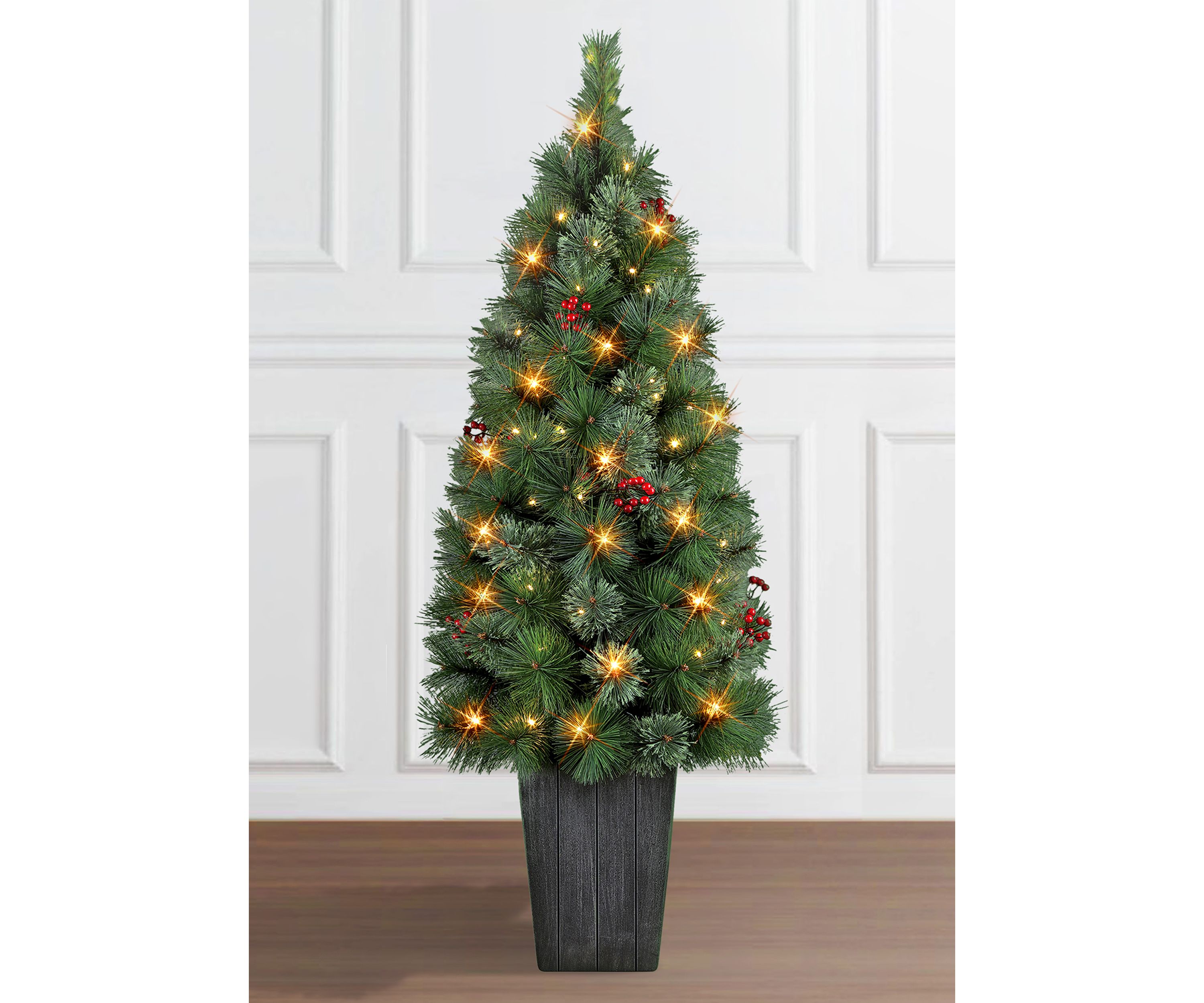 Battery Operated Potted Cascade Pine Tree in Plastic Pot