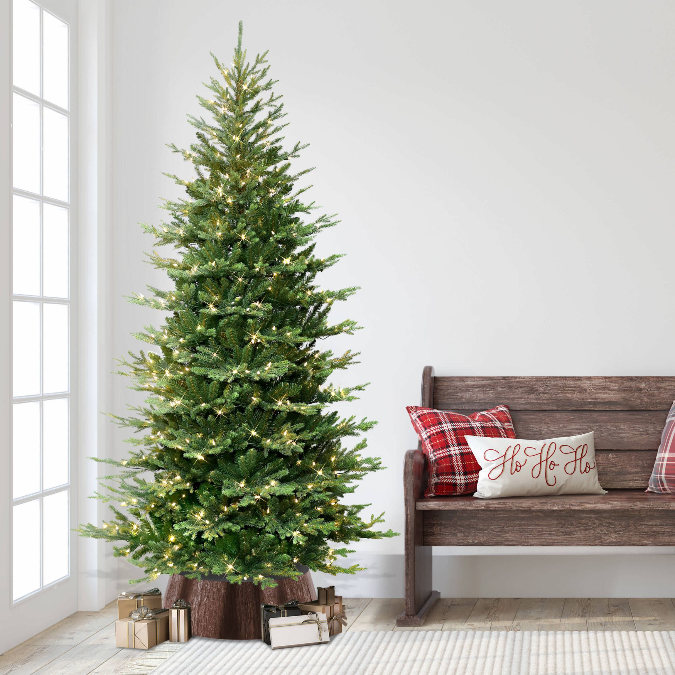 7.5 Pre-Lit Slim Chatham Spruce Artificial Christmas Tree with Matching Skirt