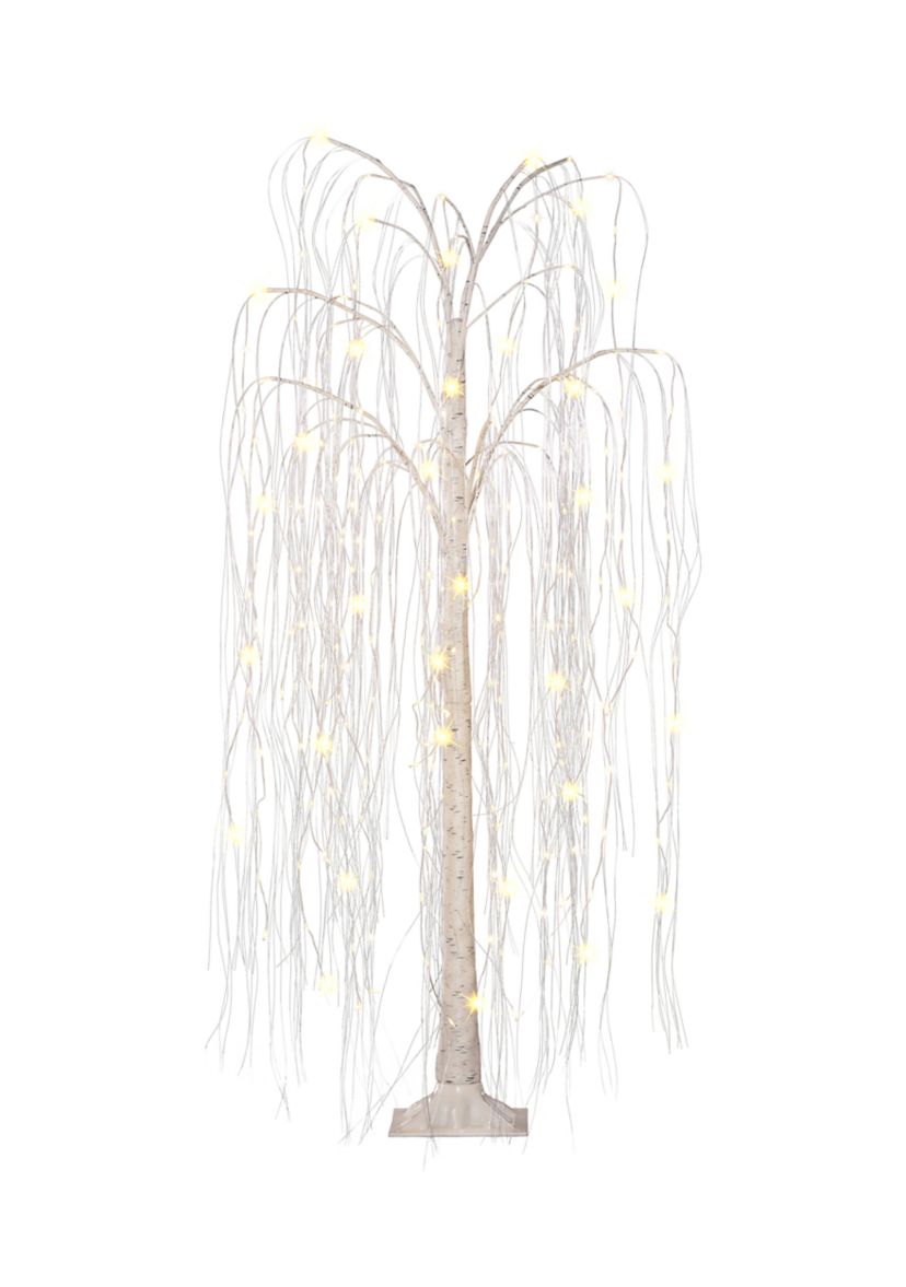 5 ft Pre-Lit Outdoor Willow Tree With 240 Warm White Multi-Function LED Lights Outdoor UL Adapter Stand Included