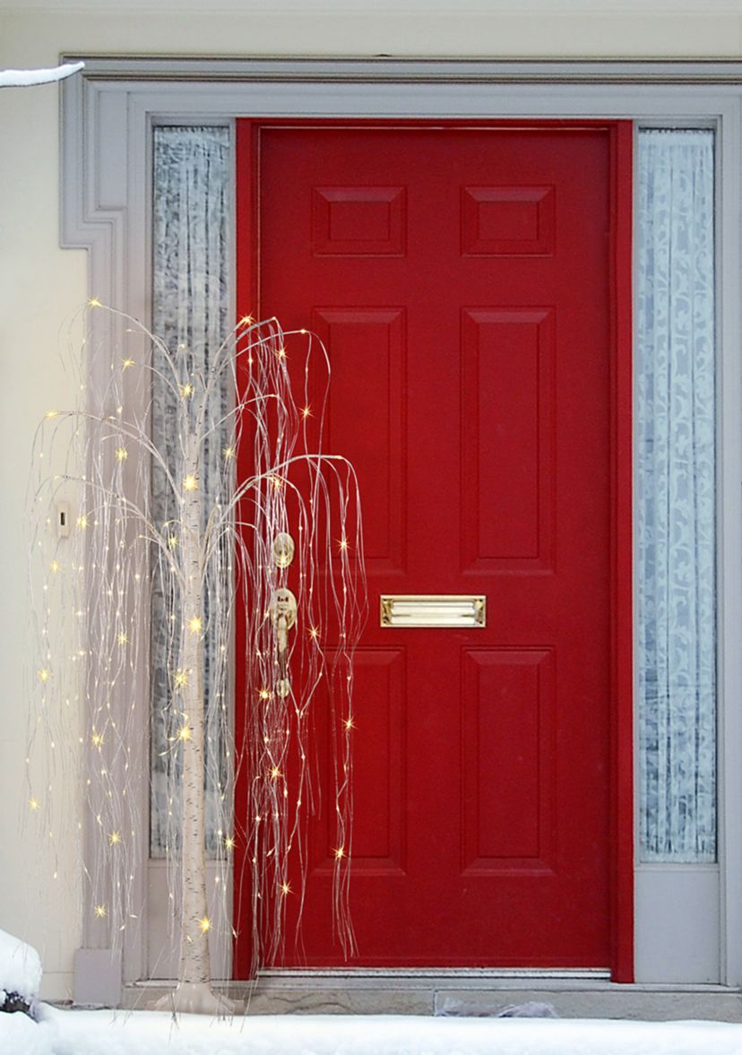 5 ft Pre-Lit Outdoor Willow Tree With 240 Warm White Multi-Function LED Lights Outdoor UL Adapter Stand Included