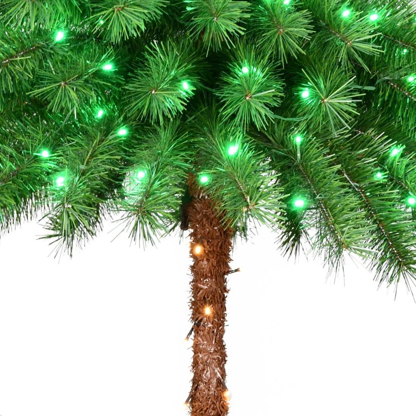 Puleo International 6 Pre-Lit Artificial Palm Tree with Green and Clear Lights