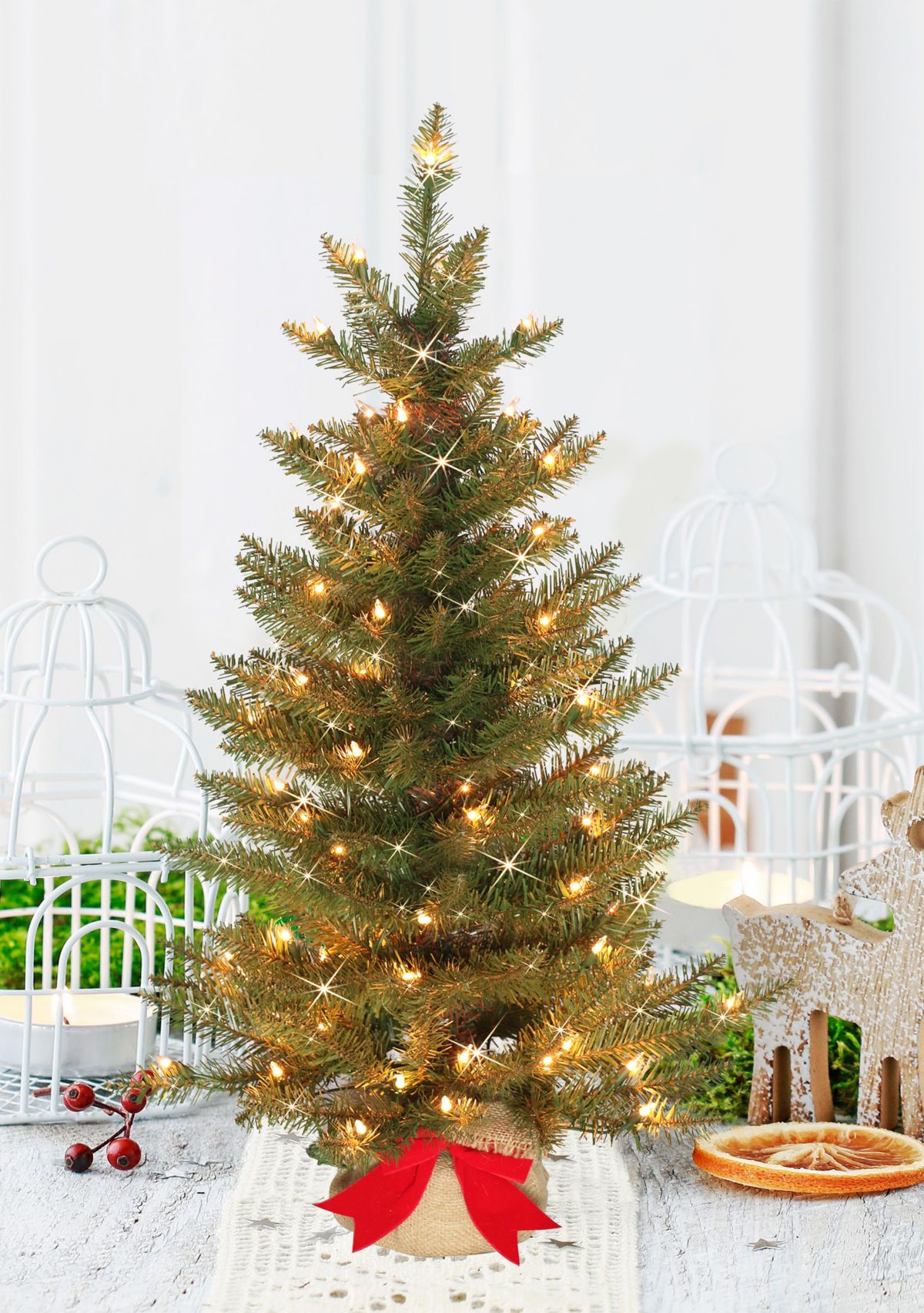 Pre-Lit 3-Foot Slim Franklin Fir Christmas Tree