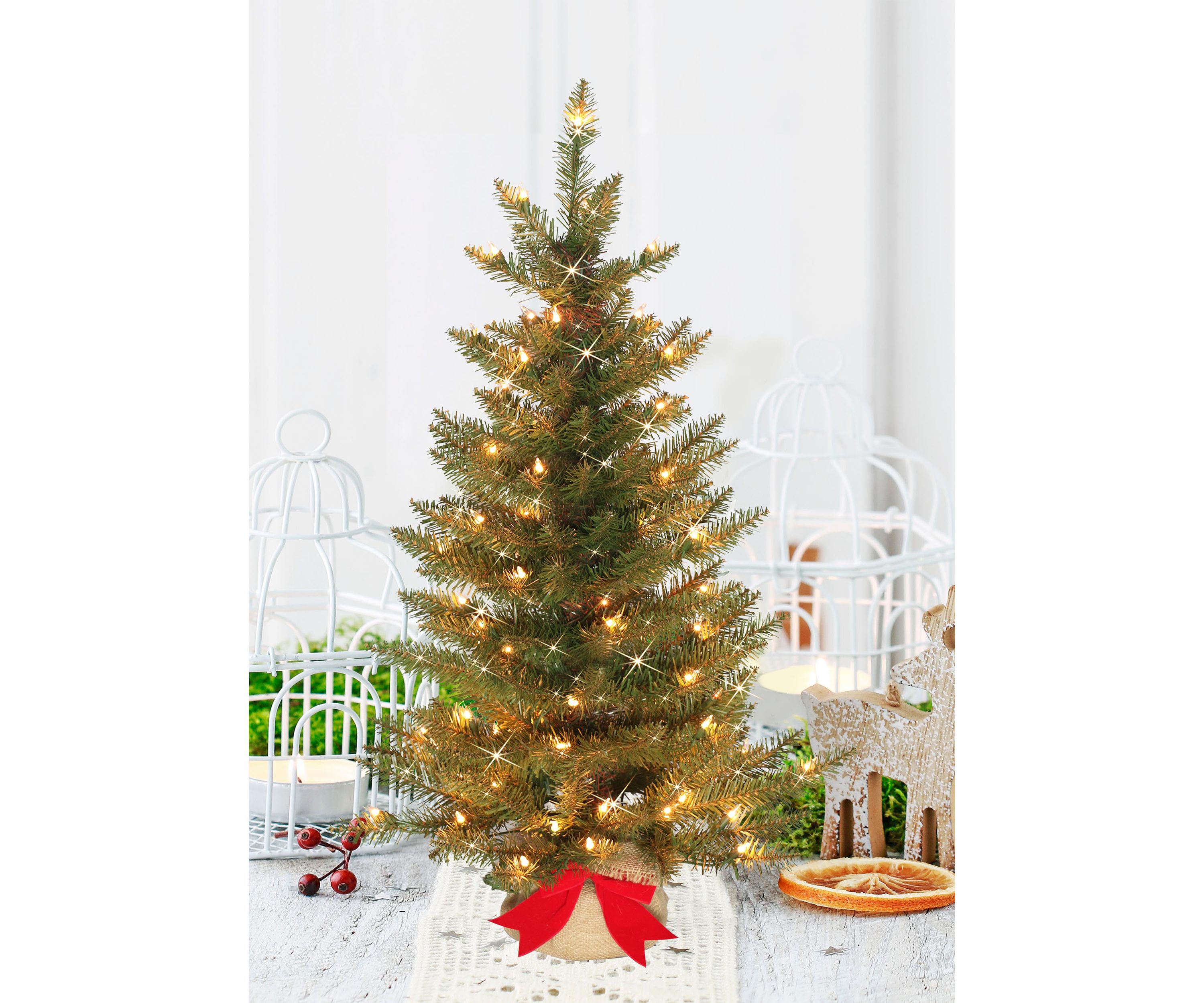 Pre-Lit 3-Foot Slim Franklin Fir Christmas Tree