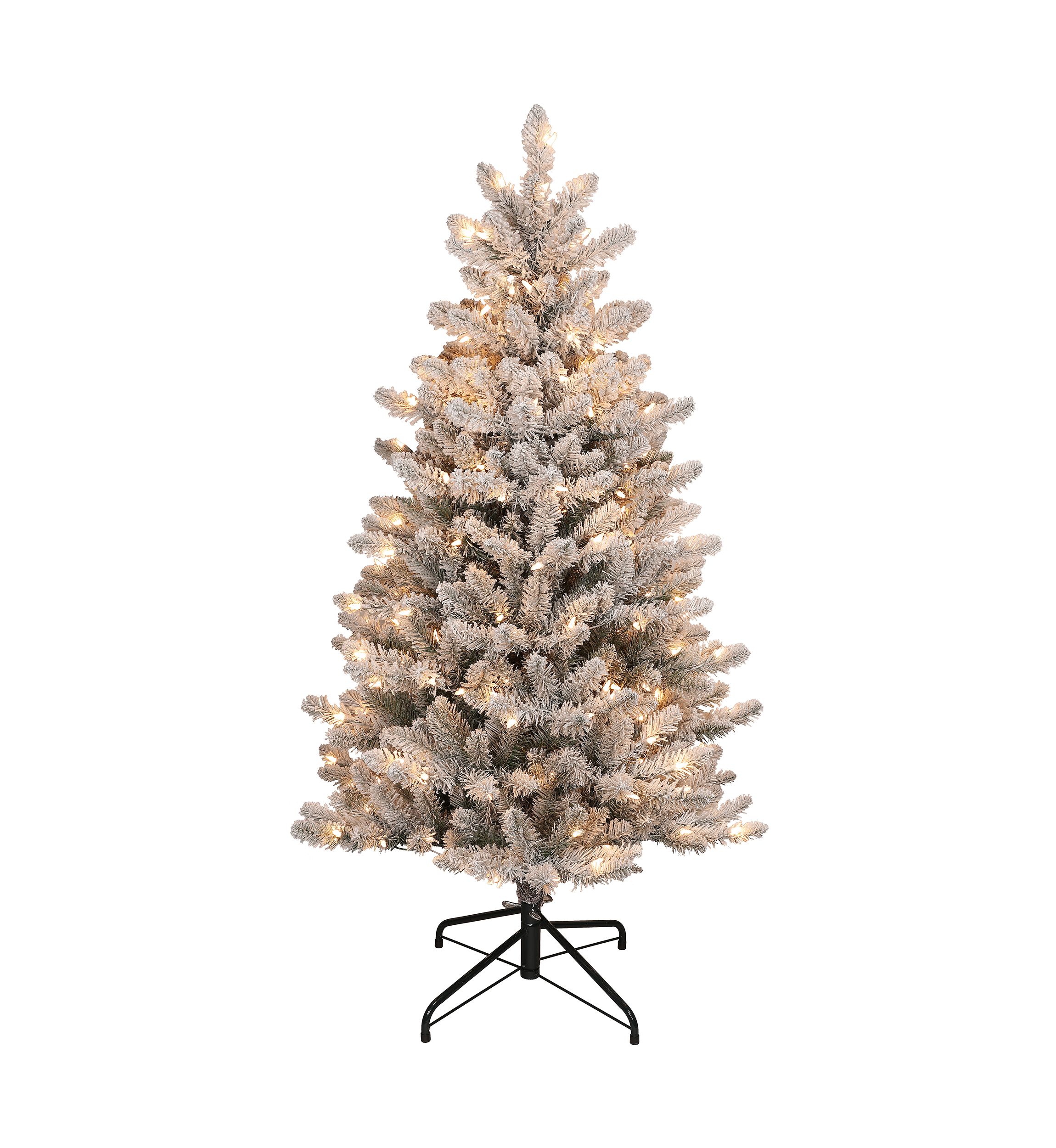 4.5 foot Pre-Lit Slim Flocked Franklin Fir Christmas Tree