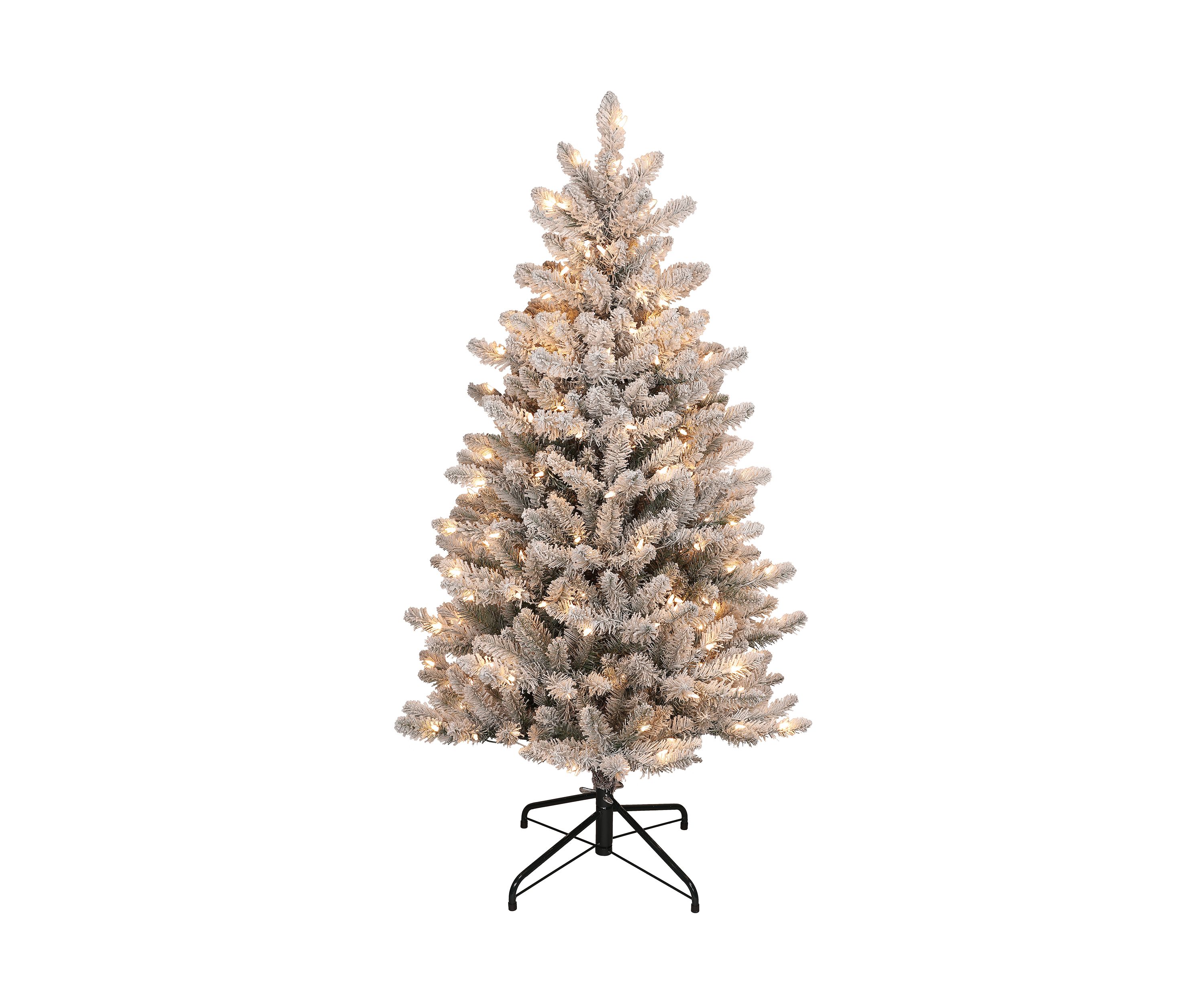 4.5 foot Pre-Lit Slim Flocked Franklin Fir Christmas Tree