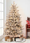 4.5 Foot Pre-Lit Slim Flocked Franklin Fir Christmas Tree