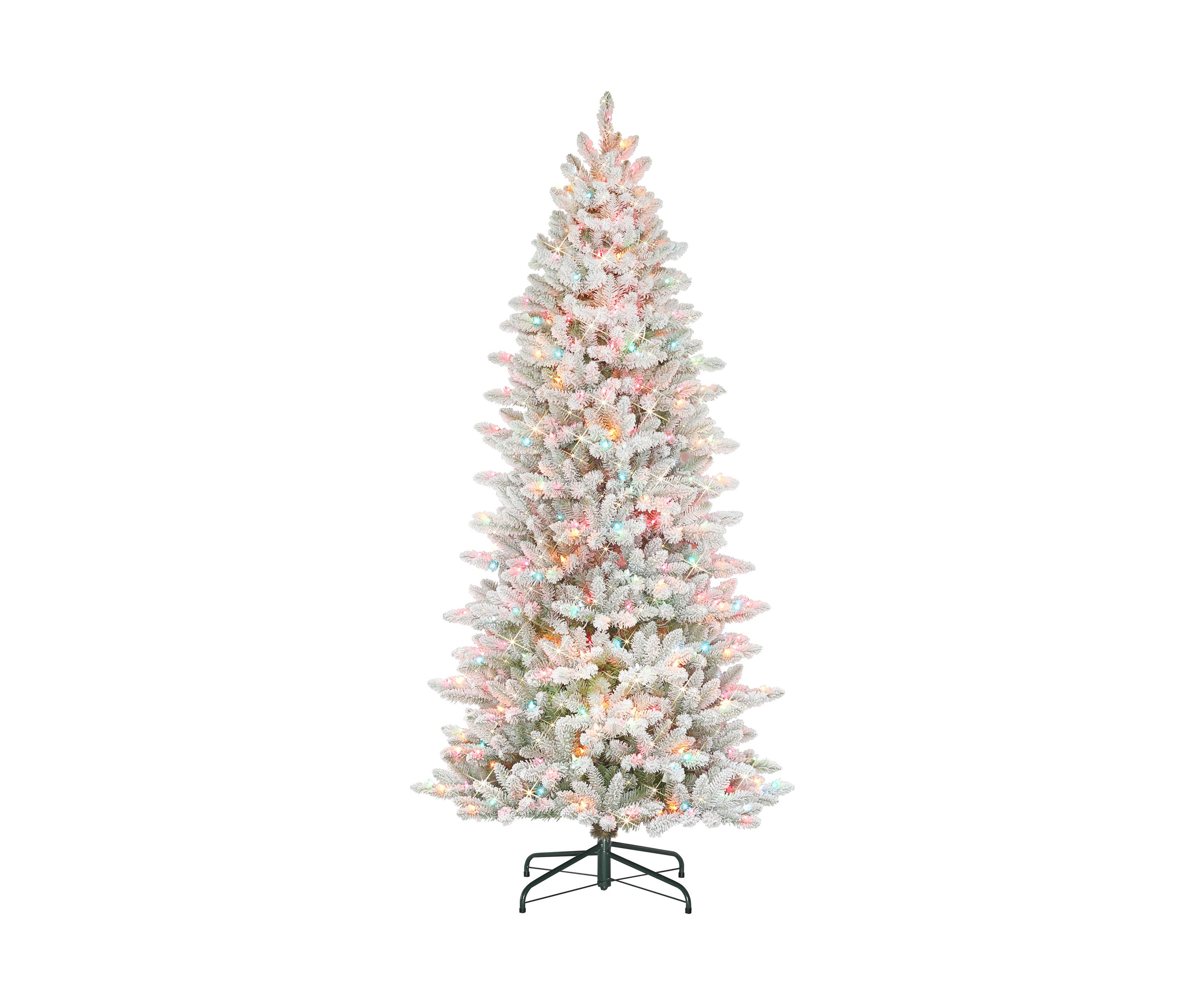 Pre-Lit 7.5-Foot Slim Flocked Franklin Fir Christmas Tree