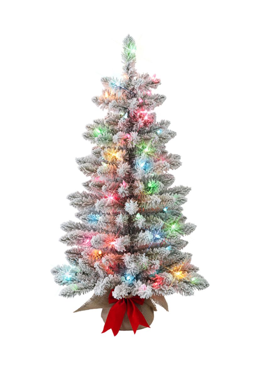 3-foot Pre-Lit Flocked Artificial Fraser Fir Tree 161 Tips 70 Multi-Color Lights