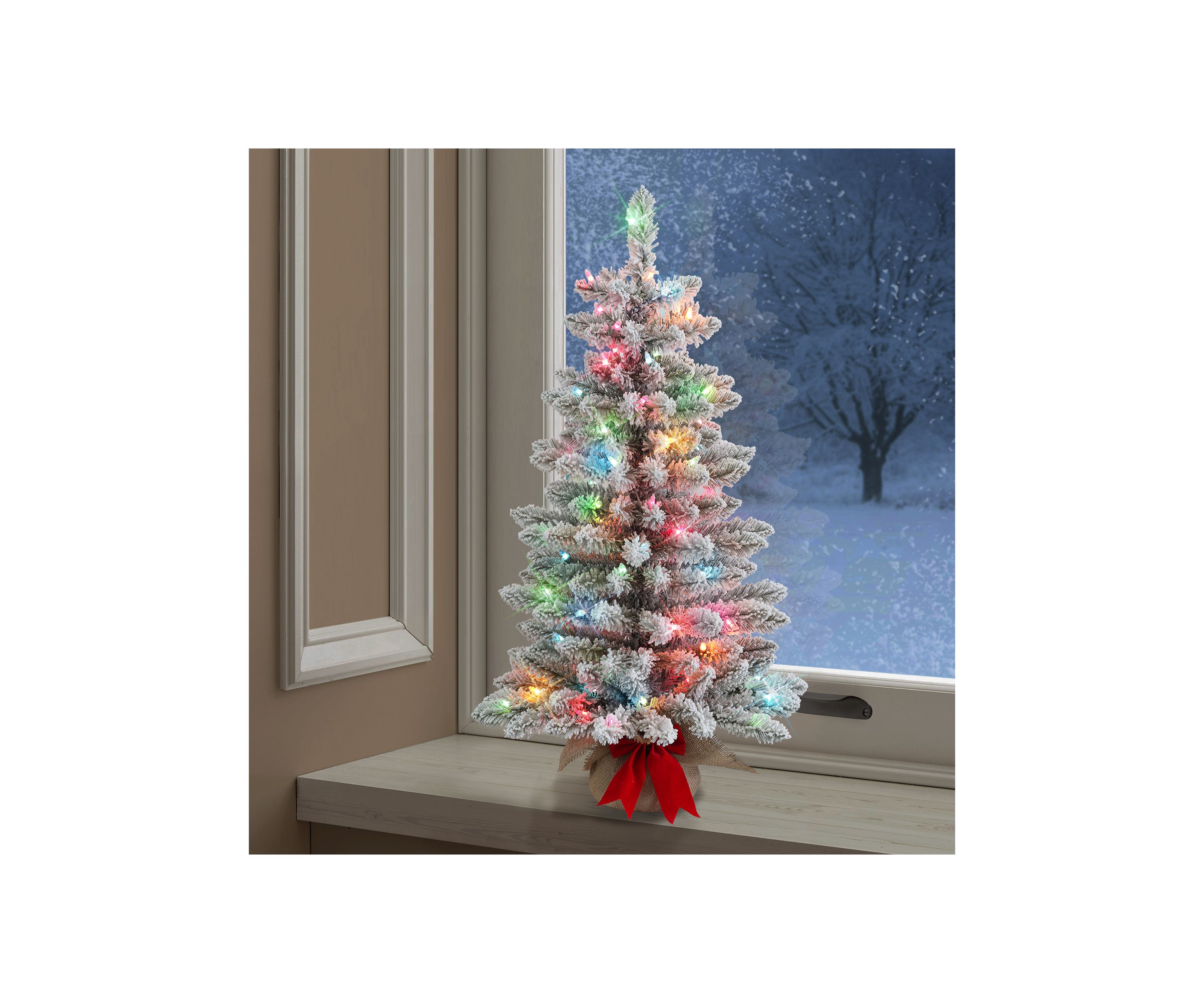 3-foot Pre-Lit Flocked Artificial Fraser Fir Tree 161 Tips 70 Multi-Color Lights
