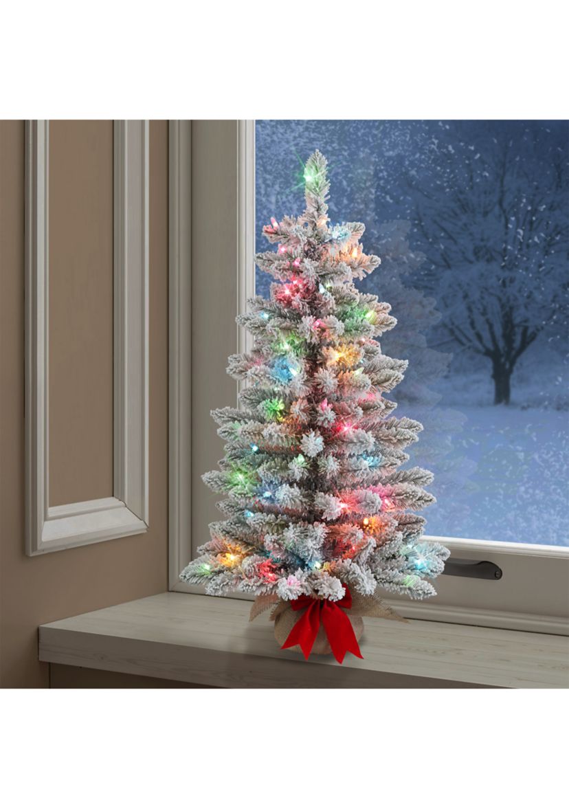 3-foot Pre-Lit Flocked Artificial Fraser Fir Tree 161 Tips 70 Multi-Color Lights