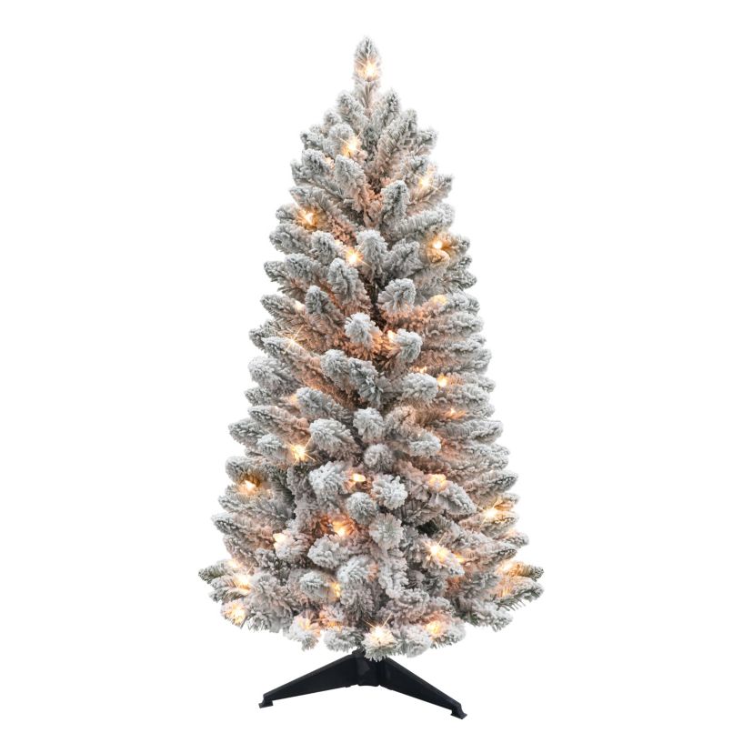 4 ft. Pre-Lit Flocked Artificial Tree