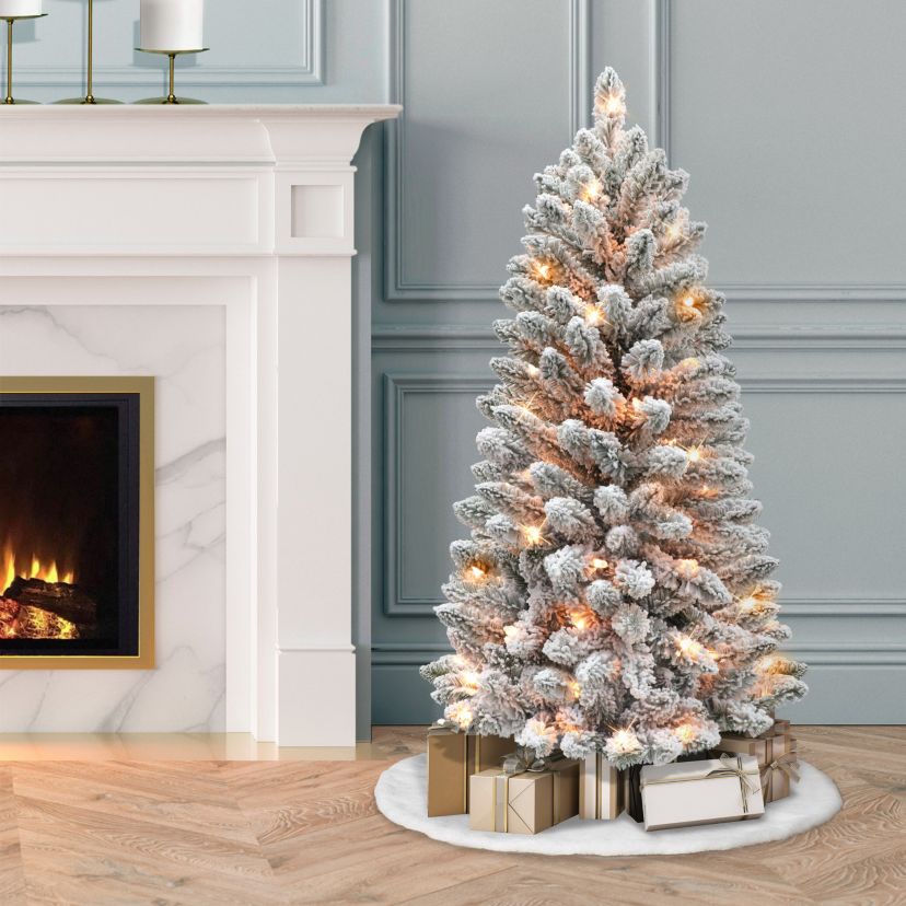 4 ft. Pre-Lit Flocked Artificial Tree