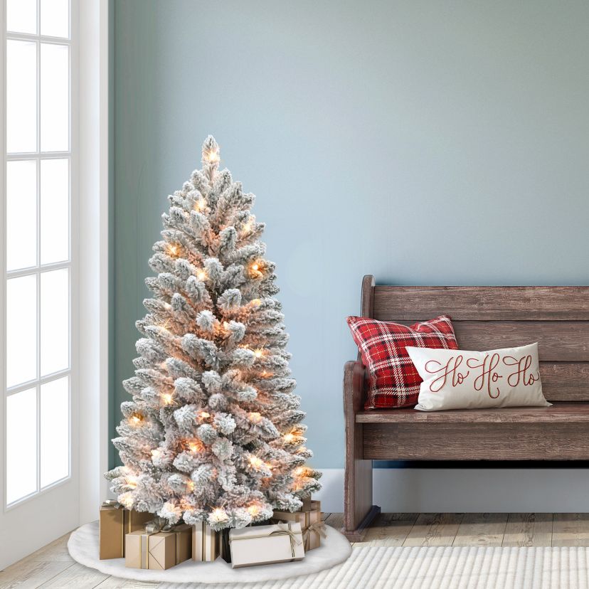 4 ft. Pre-Lit Flocked Artificial Tree