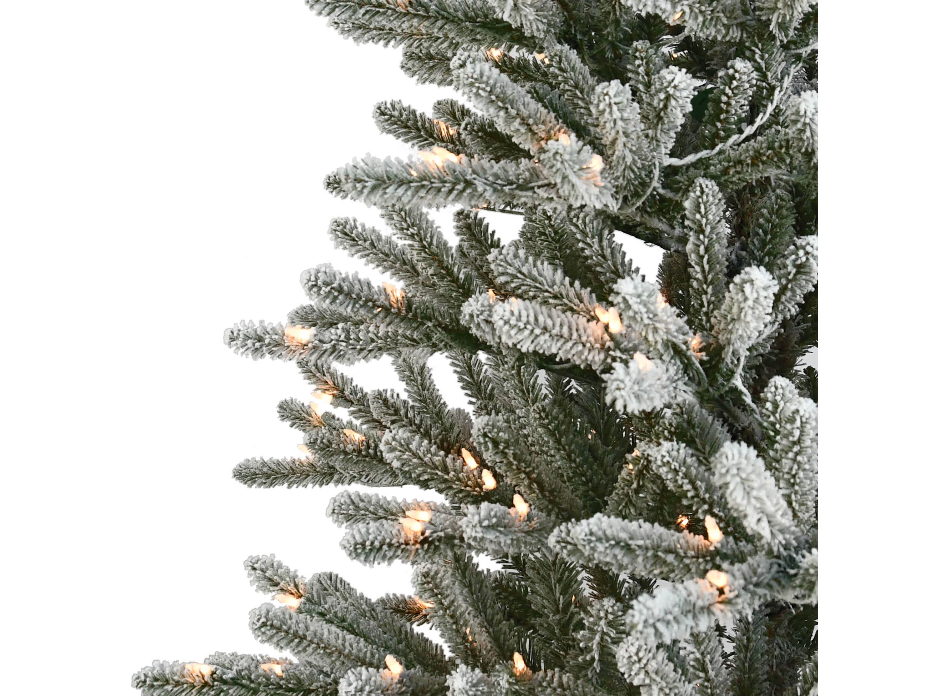 7.5 Pre-Lit Flocked Franklin Fir Artificial Christmas Tree with Matching Skirt