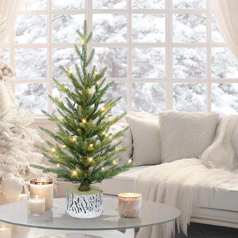 Puleo International 2 Pre-Lit Artificial Green Potted Arctic Fir Tree