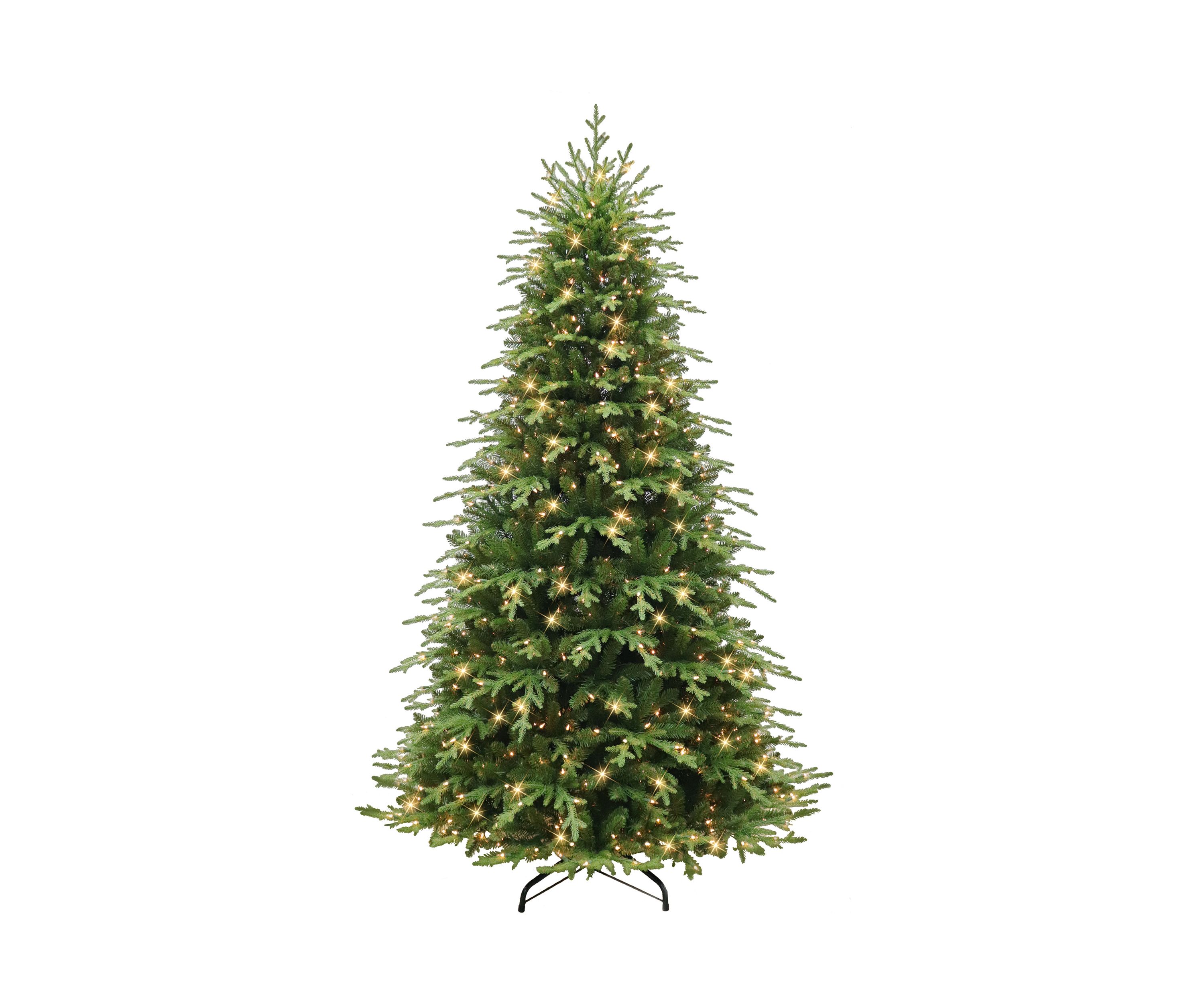 7.5 ft Pre-lit Galveston Fir Artificial Christmas Tree with 800 UL Clear Lights Metal Stand Green