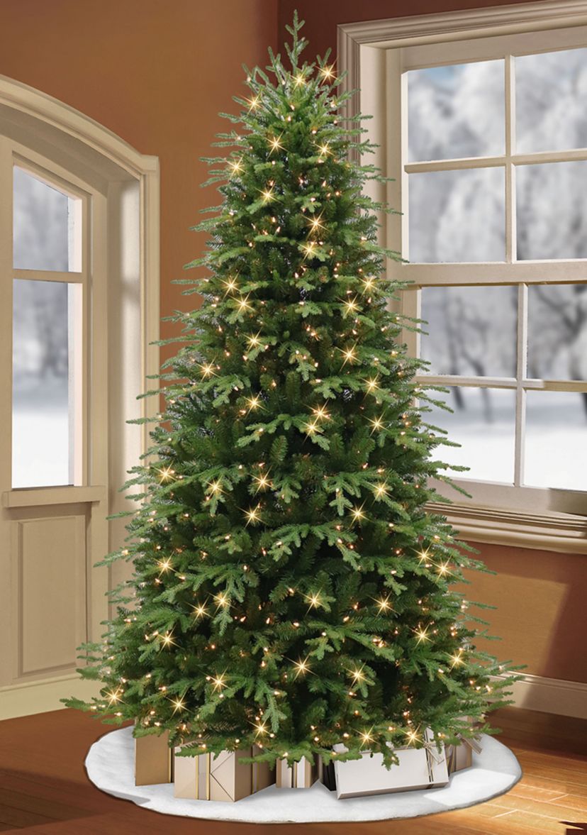 7.5 ft Pre-lit Galveston Fir Artificial Christmas Tree with 800 UL Clear Lights Metal Stand Green