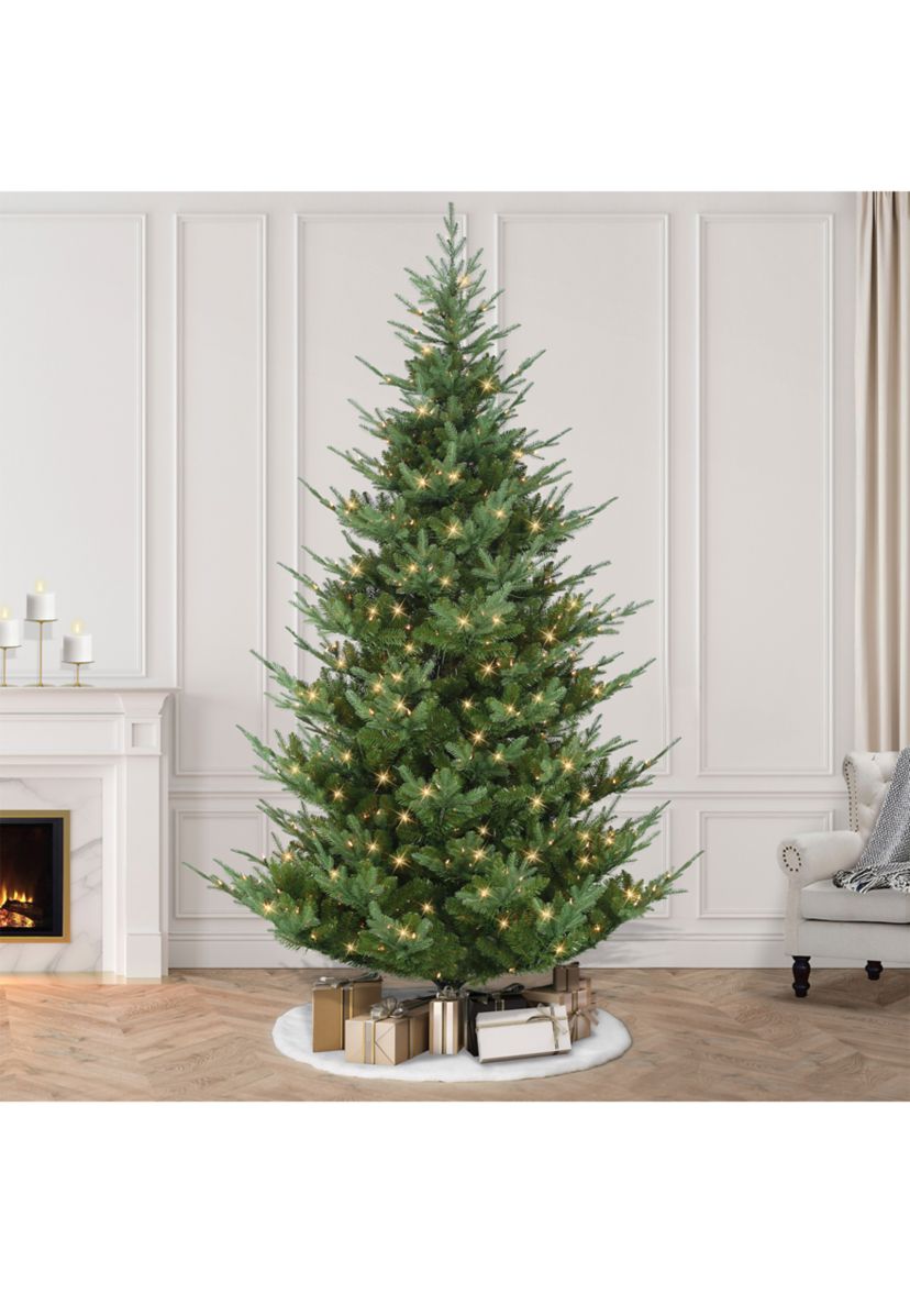 9-foot Pre-Lit Hillside Spruce Artificial Tree 2824 Tips 600 Clear Lights On/Off Foot Pedal