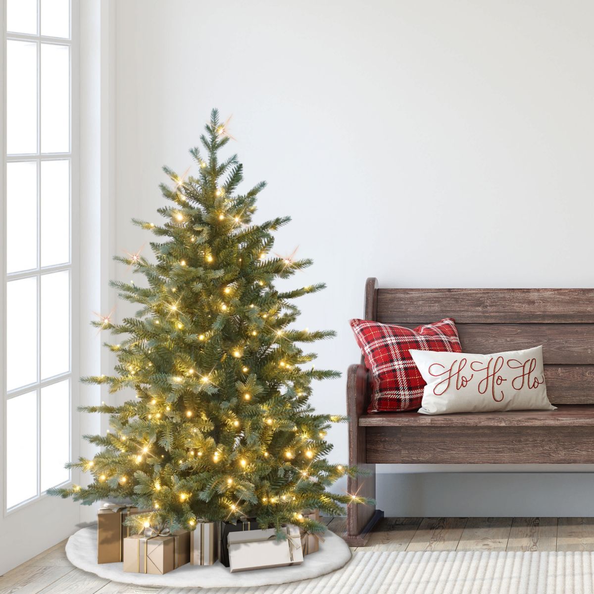 Puleo International 4.5 Pre-Lit Linden Fir Artificial Tree with 200 Dual-Color LED Lights