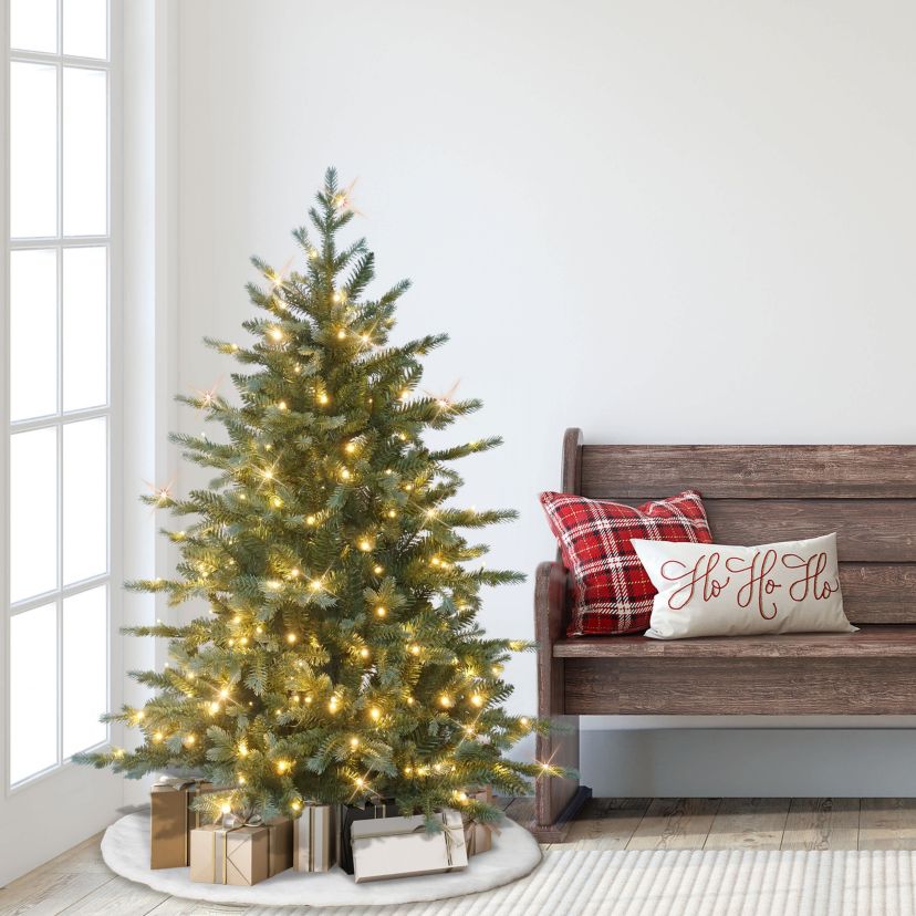 Puleo International 4.5 Pre-Lit Linden Fir Artificial Tree with 200 Dual-Color LED Lights