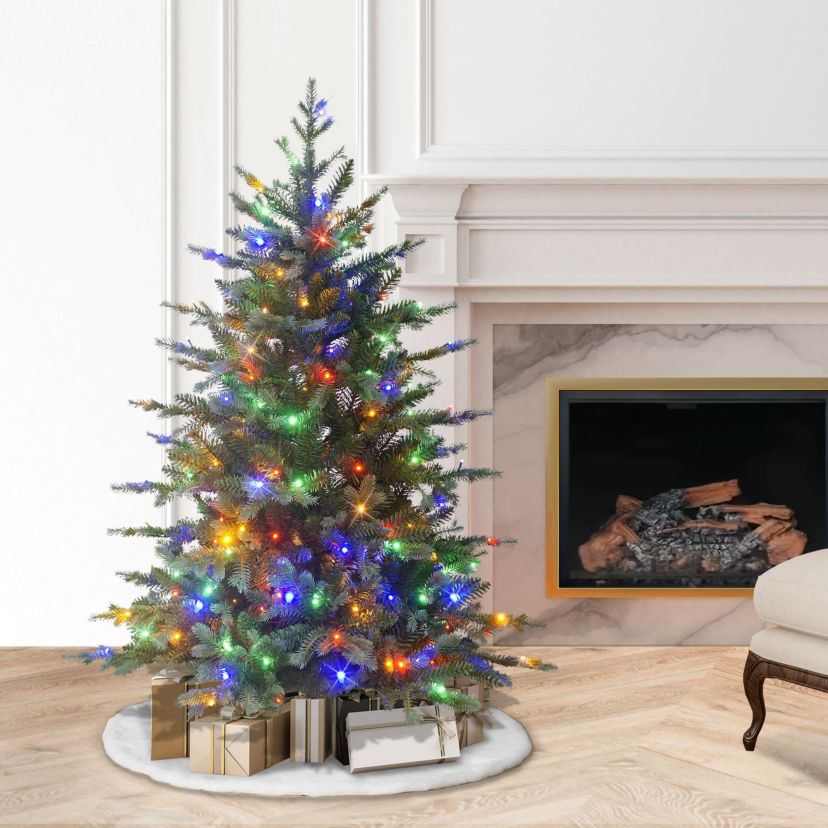 Puleo International 4.5 Pre-Lit Linden Fir Artificial Tree with 200 Dual-Color LED Lights