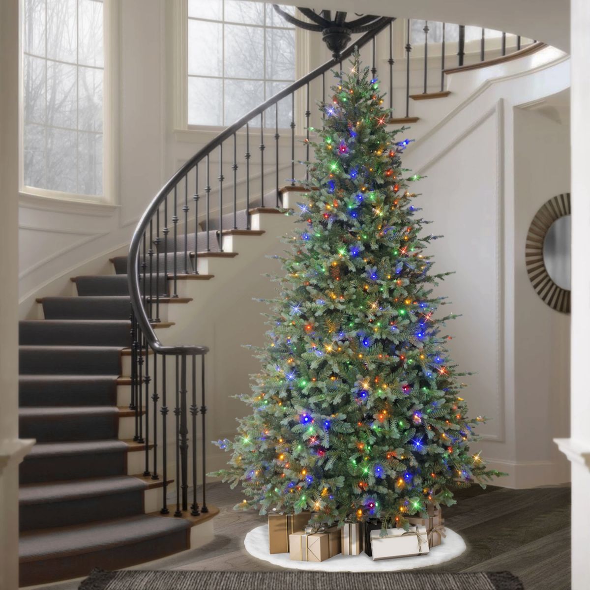 Puleo International 9 Pre-Lit Linden Fir Artificial Tree with 750 Dual-Color LED Lights