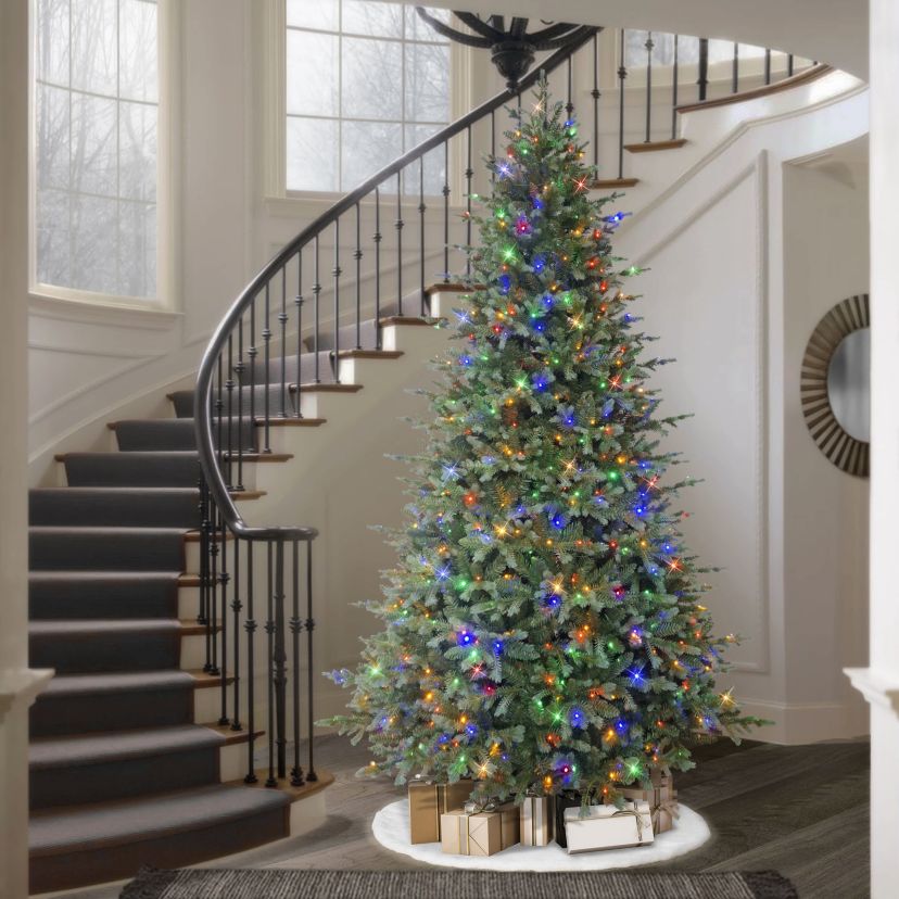 Puleo International 9 Pre-Lit Linden Fir Artificial Tree with 750 Dual-Color LED Lights