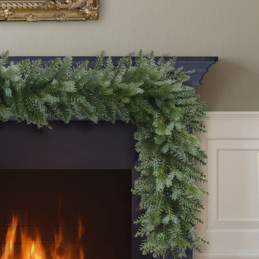 Puleo International 9 x 10" Artificial Linden Fir Christmas Blue/Green Garland