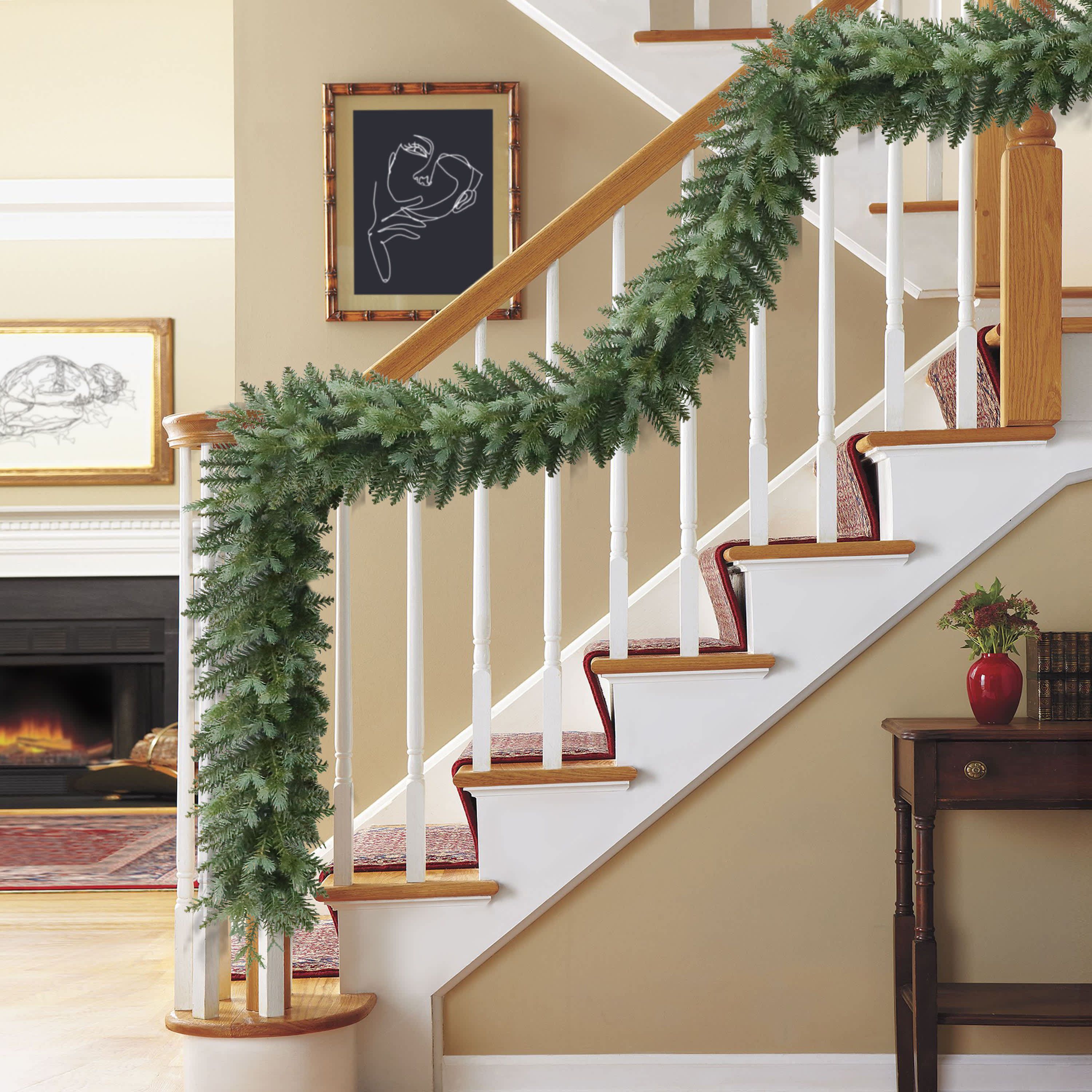 Puleo International 9 x 10" Artificial Linden Fir Christmas Blue/Green Garland