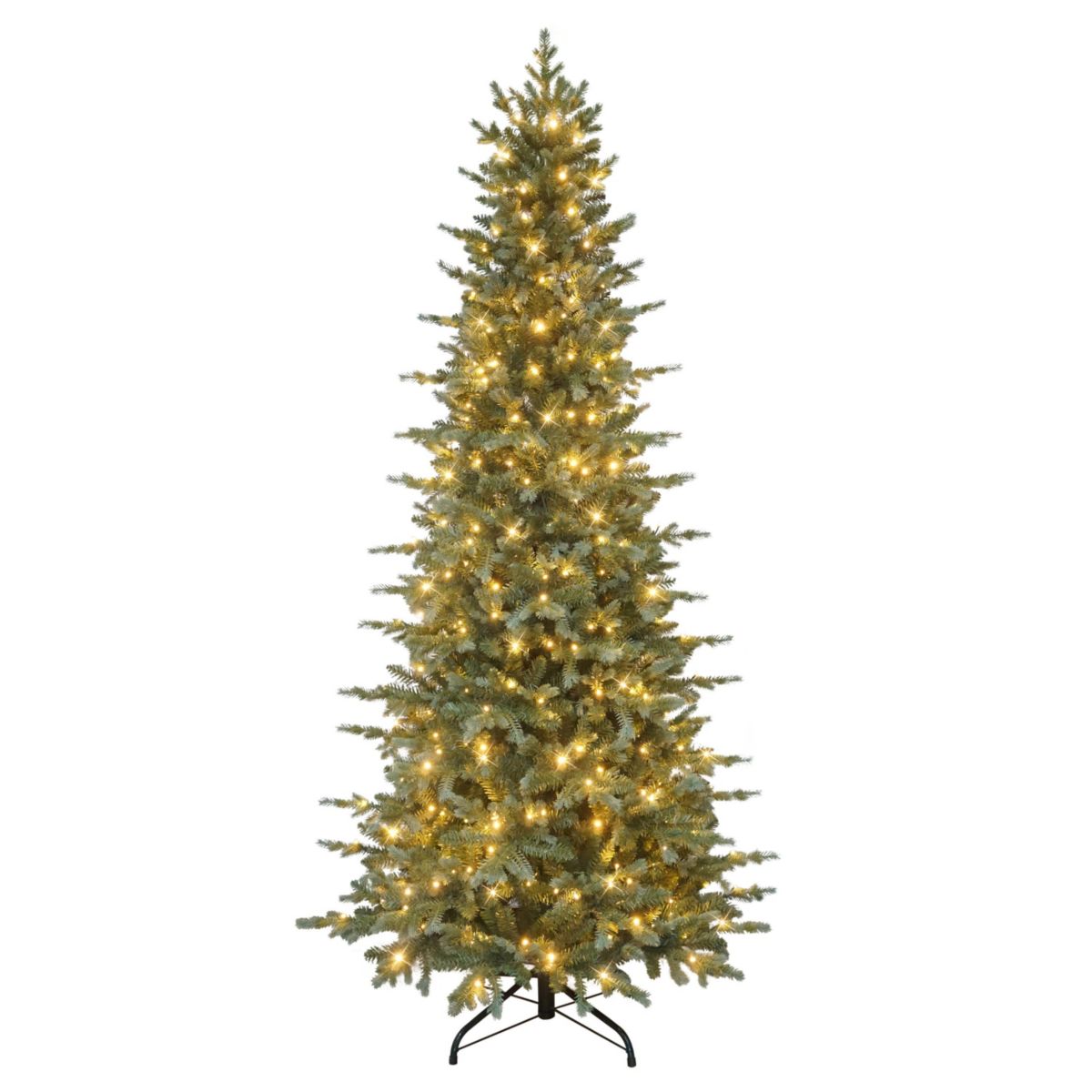 Puleo International 7.5 Pre-Lit Slim Linden Fir Artificial Tree with 350 Dual-Color LED Lights