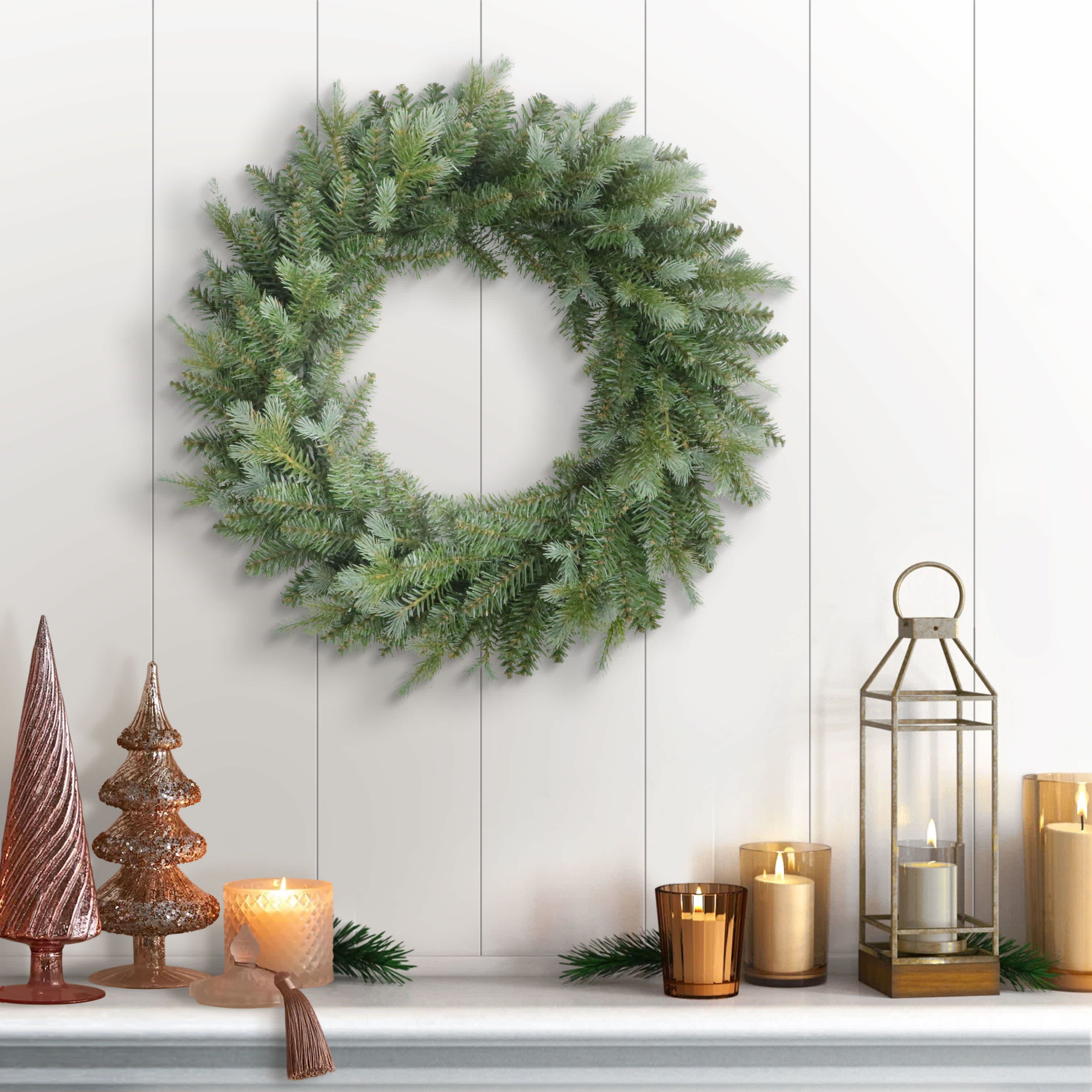 Puleo International 24" Linden Fir Artificial Blue/Green Christmas Wreath